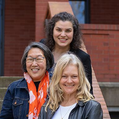 Social Justice and Cultural Studies professors Jennifer McFarlane Harris, Kimberly Wedeven Segall and Ji-Young Um